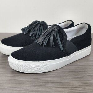 Lanvin Tassel Accent Sneakers, Black Fabric, Womens Size 5 US / 36